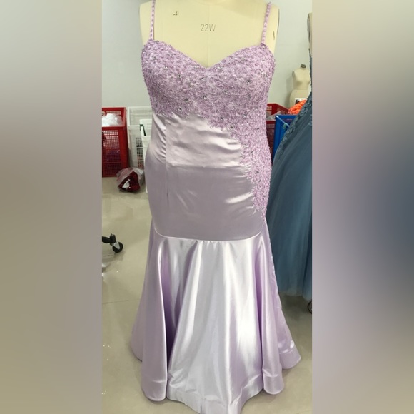Cowl Neck Mermaid Satin Prom Dress Lilac Plus Size